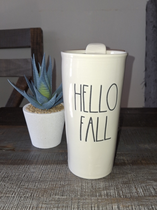 Rae Dunn Other - 🍁 NEW Rae Dunn "HELLO FALL" Ceramic Travel Mug 🍁